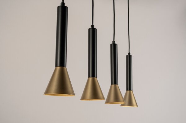 Závěsné svítidlo nad jídelní stůl Tolomeo 80 Black and Gold (LMD)