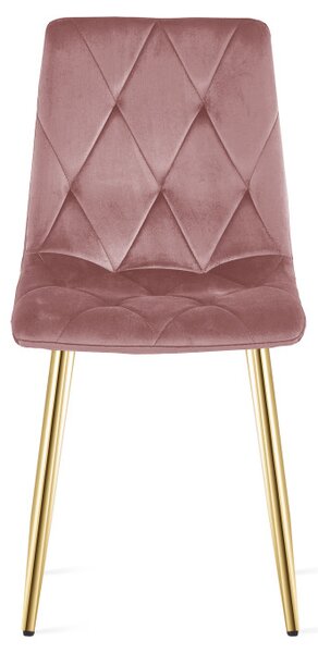 Set tří jídelních židlí LIBRA sametové, růžové /zlaté nohy (3 ks)