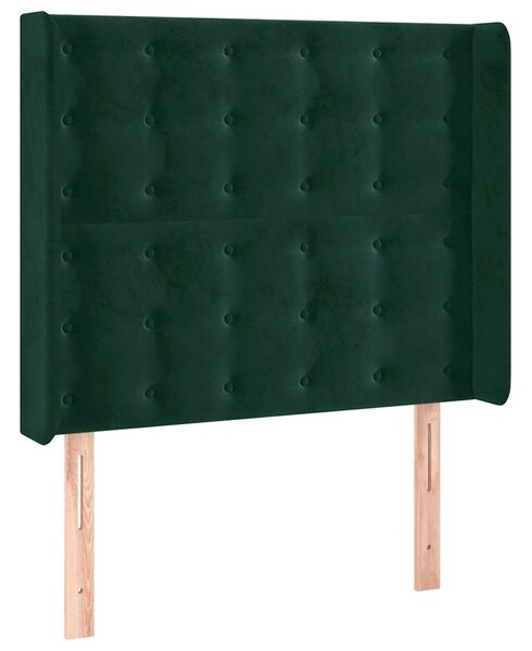 Čelo postele typu ušák tmavě zelená 103x16x118/128 cm samet 3120059