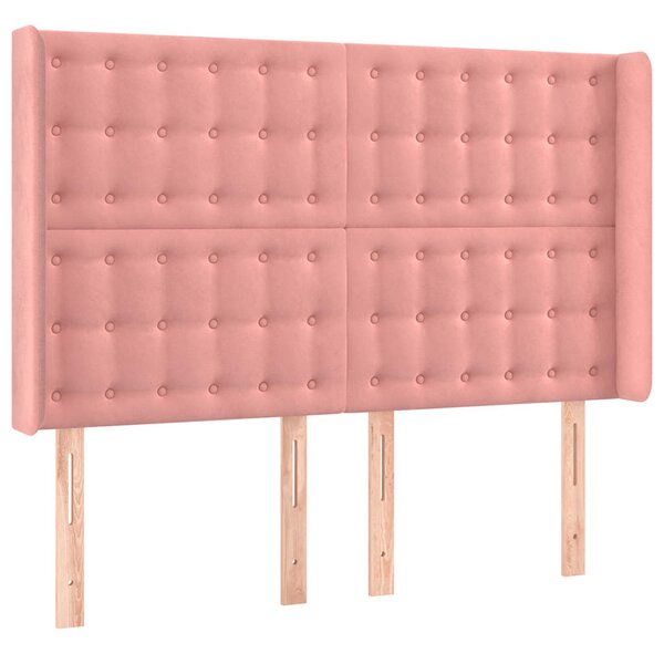 Čelo postele typu ušák růžové 147x16x118/128 cm samet 3120067