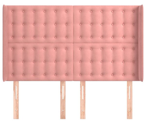 Čelo postele typu ušák růžové 147x16x118/128 cm samet 3120067
