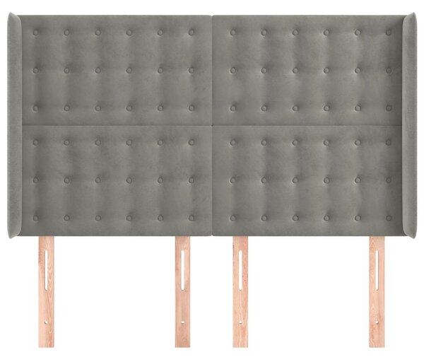 Čelo postele typu ušák světle šedé 147x16x118/128 cm samet 3120062