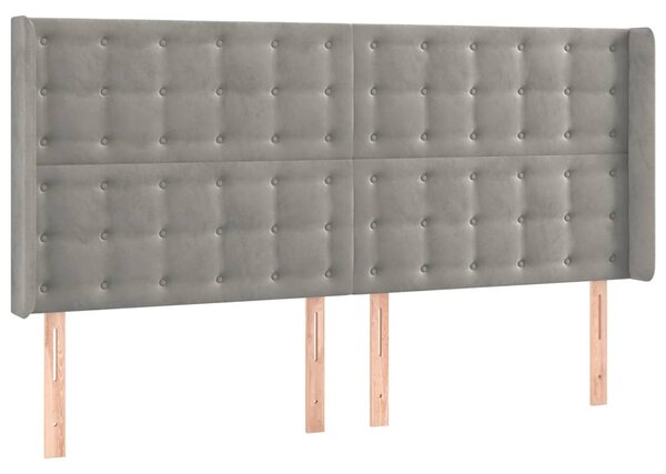 Čelo postele typu ušák světle šedé 183x16x118/128 cm samet 3120074