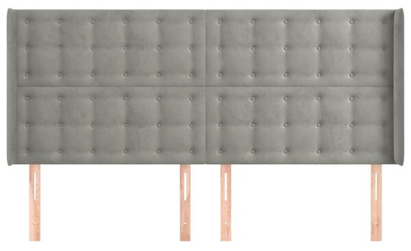 Čelo postele typu ušák světle šedé 183x16x118/128 cm samet 3120074