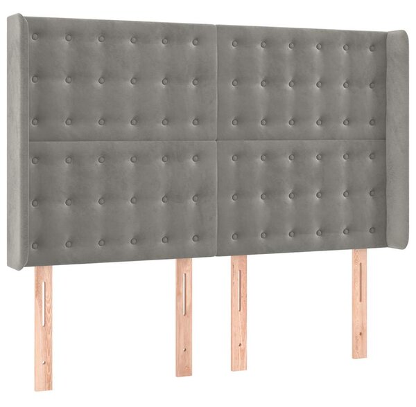 Čelo postele typu ušák světle šedé 147x16x118/128 cm samet 3120062