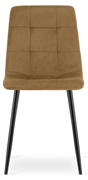 Set dvou jídelních židlí KARA sametové, hnědé / černé nohy (2 ks)