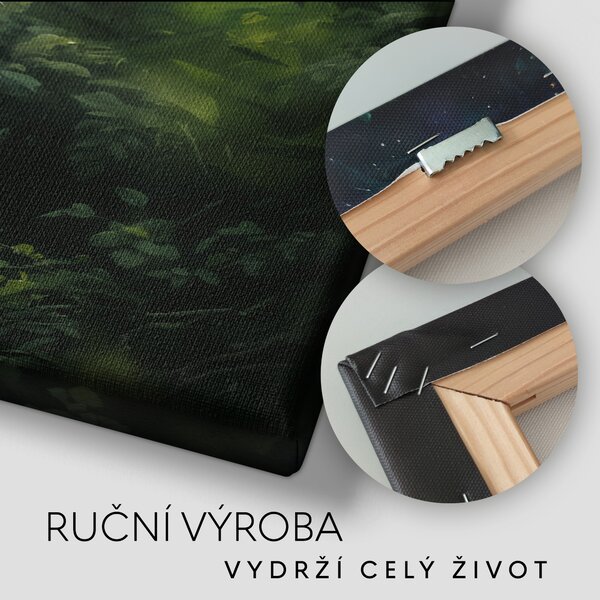 Obraz na plátně - Lev, portrét v pralese, Králové divočiny FeelHappy.cz Rozměr (Šířka/Výška): 40 x 40 cm