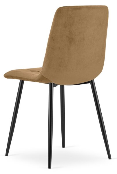 Set dvou jídelních židlí KARA sametové, hnědé / černé nohy (2 ks)