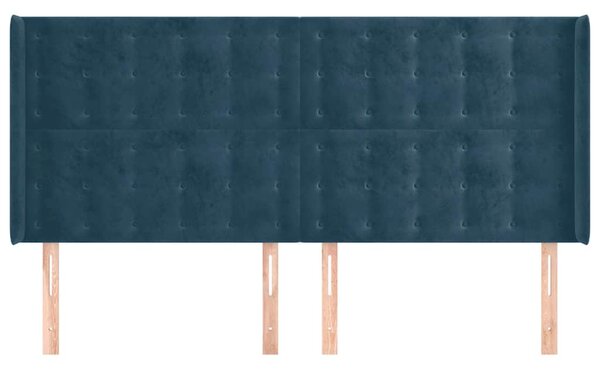 Čelo postele typu ušák tmavě modrá 183x16x118/128 cm samet 3120078
