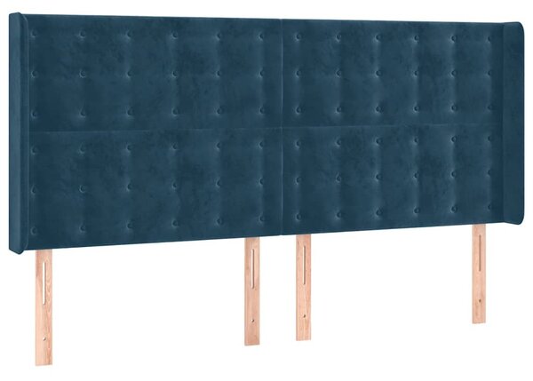 Čelo postele typu ušák tmavě modrá 183x16x118/128 cm samet 3120078