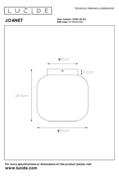 Lucide L451942565 přisazené stropní svítidlo JOANET E27