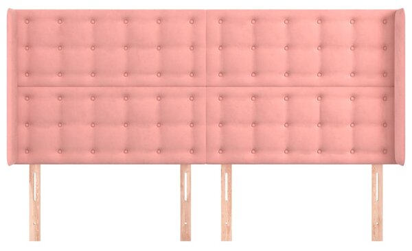 Čelo postele typu ušák růžové 163x16x118/128 cm samet 3120073