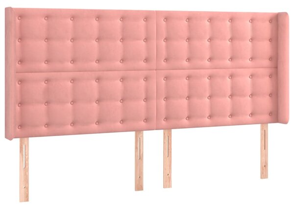 Čelo postele typu ušák růžové 163x16x118/128 cm samet 3120073
