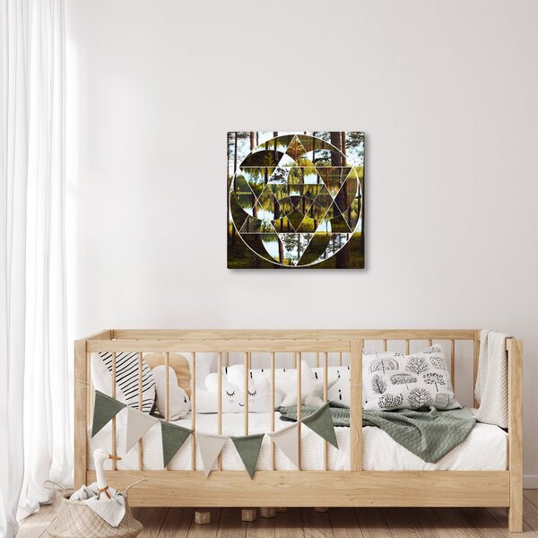Obraz - Geometrická koláž na pozadí severských lesů (30x30 cm)