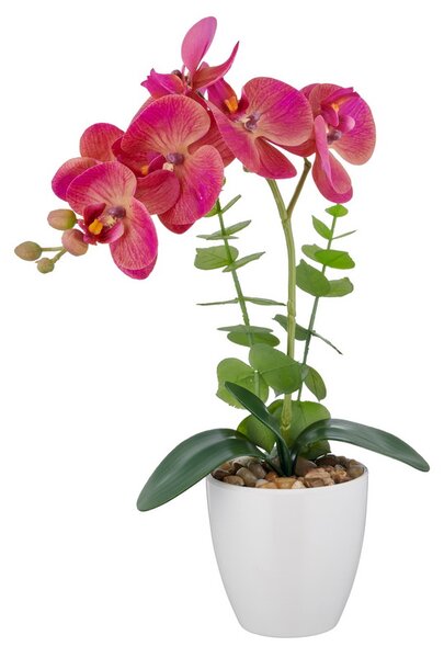 Umělá květina Orchidej růžová v květináči, 40cm