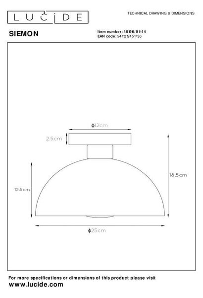 Lucide L451960144 přisazené stropní svítidlo SIEMON E27