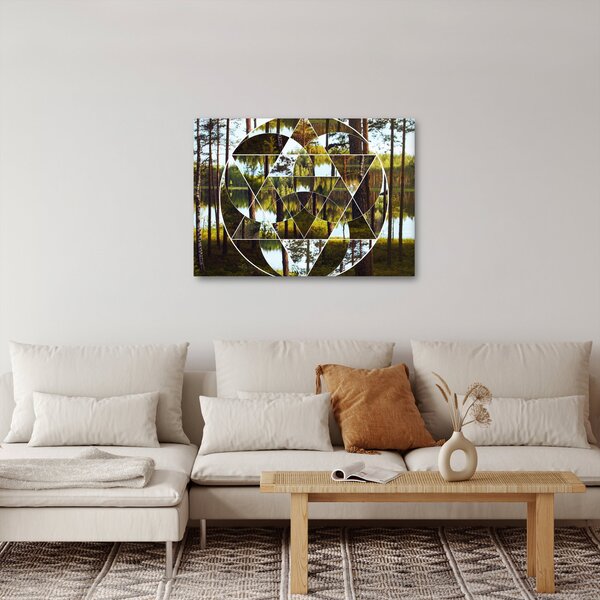 Obraz - Geometrická koláž na pozadí severských lesů (70x50 cm)