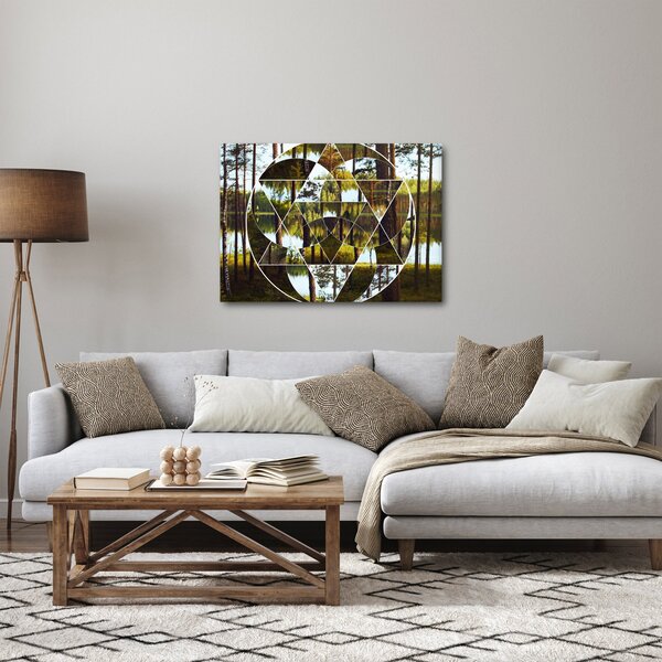 Obraz - Geometrická koláž na pozadí severských lesů (70x50 cm)