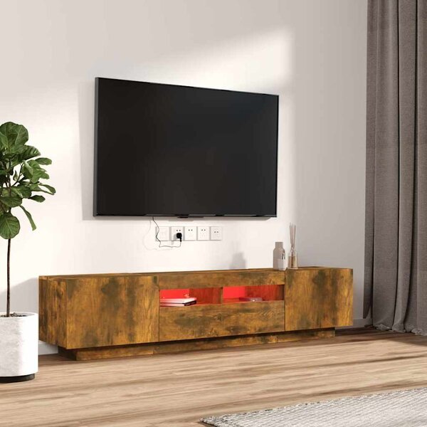 2dílný set TV skříněk s LED světly kouřový dub kompozitní dřevo 3120167