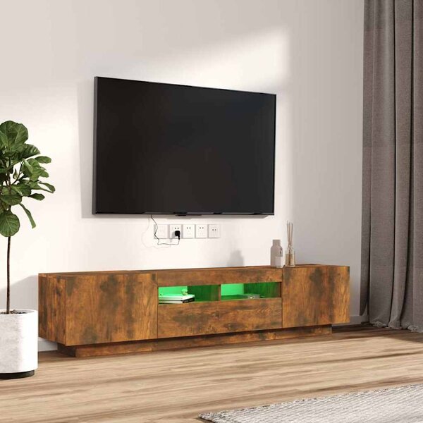 2dílný set TV skříněk s LED světly kouřový dub kompozitní dřevo 3120167