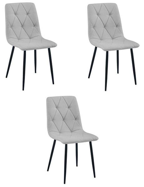 Set tří jídelních židlí LIBRA světle šedé / černé nohy (3 ks)