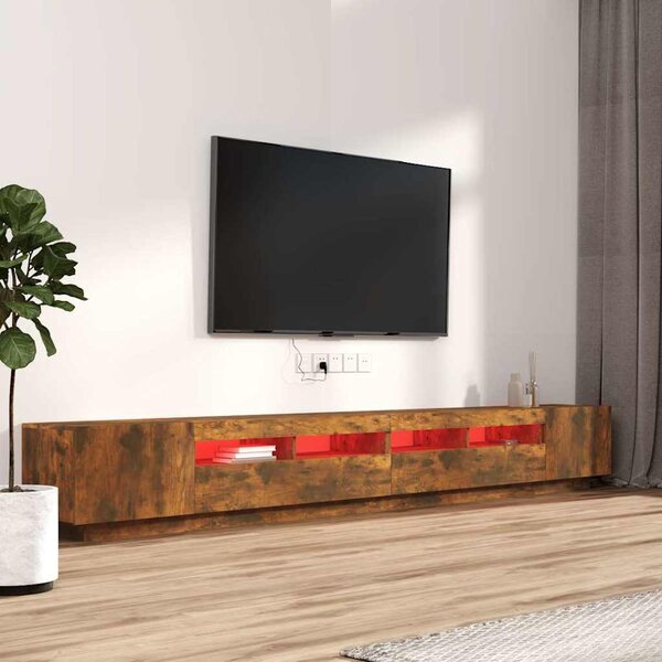 3dílný set TV skříněk s LED světly kouřový dub kompozitní dřevo 3120176