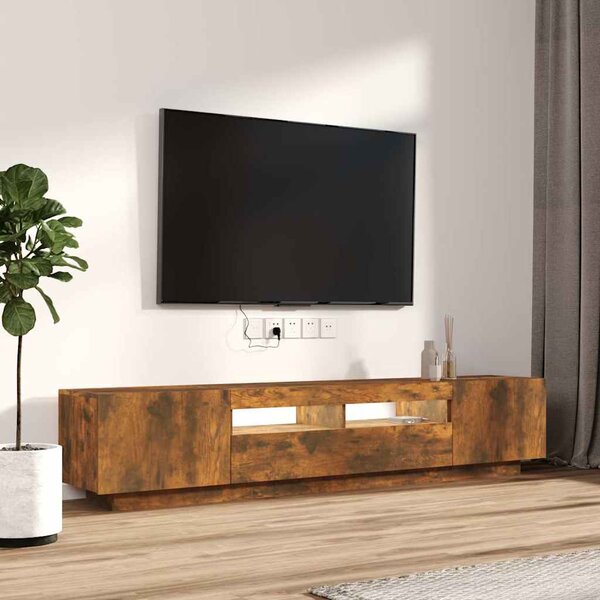 2dílný set TV skříněk s LED světly kouřový dub kompozitní dřevo 3120170