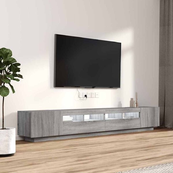 3dílný set TV skříněk s LED světly šedý sonoma kompozitní dřevo 3120174