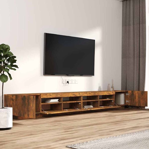 3dílný set TV skříněk s LED světly kouřový dub kompozitní dřevo 3120176