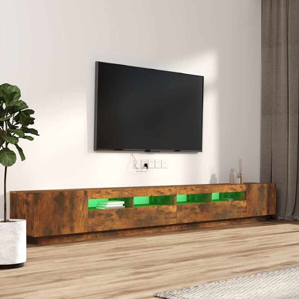 3dílný set TV skříněk s LED světly kouřový dub kompozitní dřevo 3120176