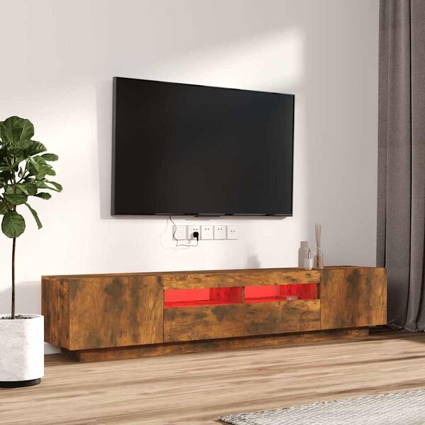 2dílný set TV skříněk s LED světly kouřový dub kompozitní dřevo 3120170