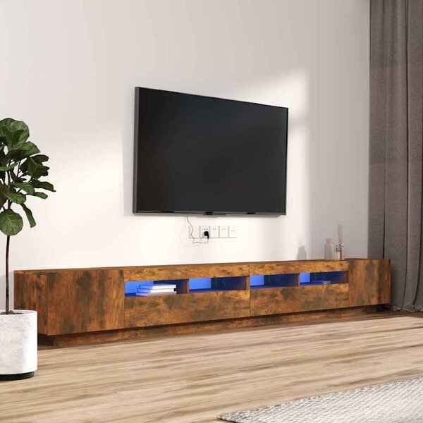 3dílný set TV skříněk s LED světly kouřový dub kompozitní dřevo 3120176