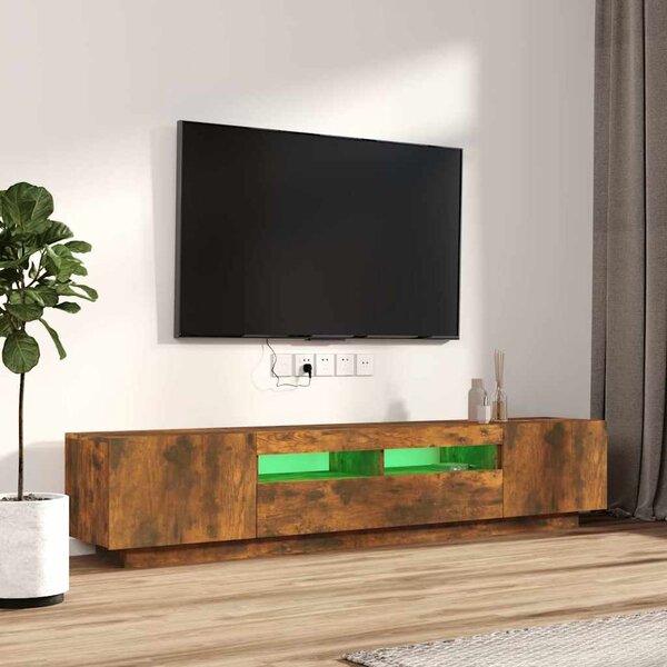2dílný set TV skříněk s LED světly kouřový dub kompozitní dřevo 3120170