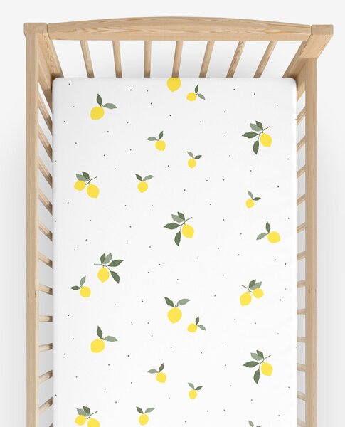 Goldea bavlněné napínací prostěradlo do dětské postýlky - citrony 60 x 120 cm