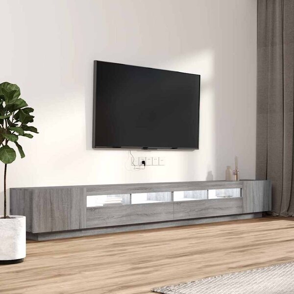 3dílný set TV skříněk s LED světly šedý sonoma kompozitní dřevo 3120177