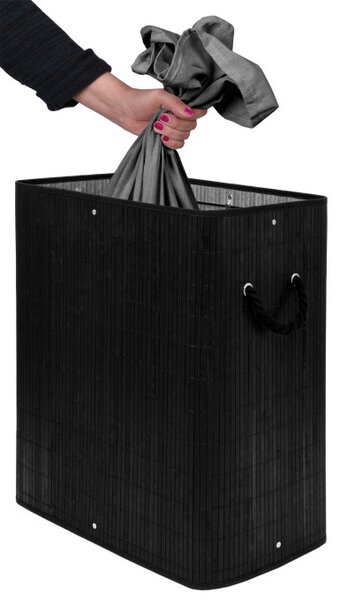 Koš na prádlo 100 l bambusový černý