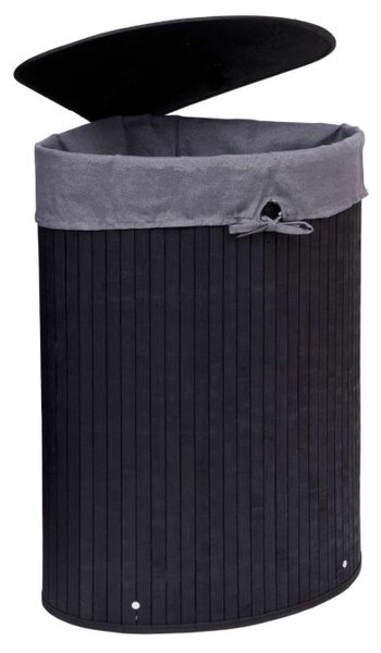 Rohový koš na prádlo 60 l bambusový černý