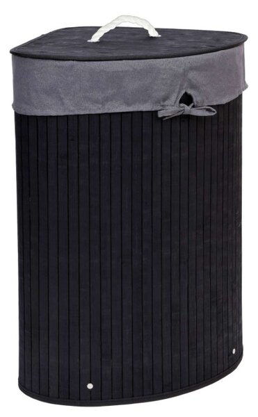 Rohový koš na prádlo 60 l bambusový černý