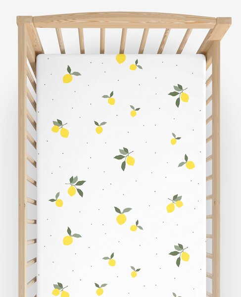 Goldea bavlněné napínací prostěradlo do dětské postýlky - citrony 70 x 140 cm