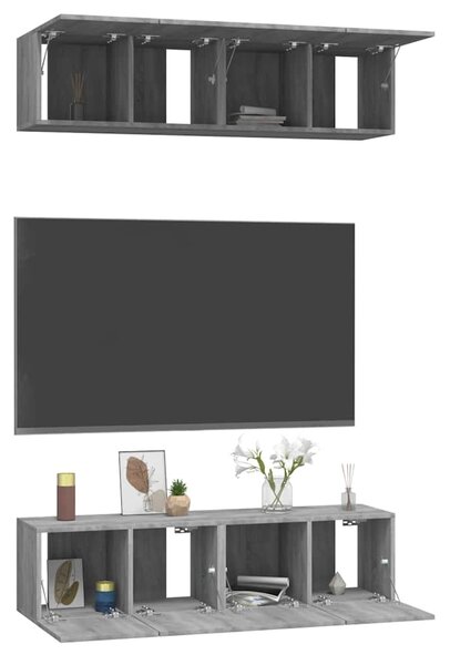 Nástěnné TV skříňky 4 ks šedé sonoma 60 x 30 x 30 cm kompozit 3120204