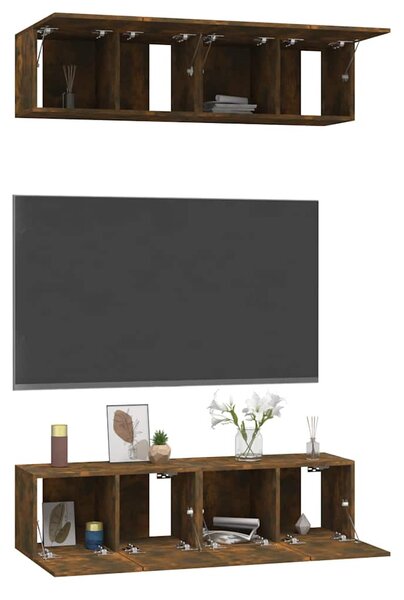 Nástěnné TV skříňky 4 ks kouřový dub 60 x 30 x 30 cm kompozit 3120203