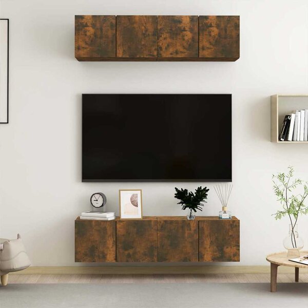 Nástěnné TV skříňky 4 ks kouřový dub 60 x 30 x 30 cm kompozit 3120203