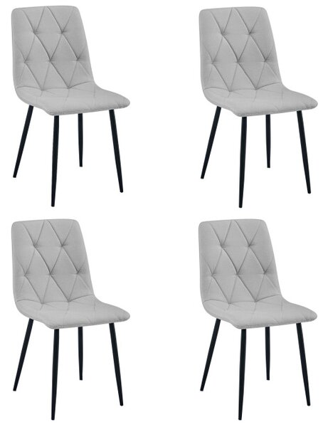 Set čtyř jídelních židlí LIBRA světle šedé / černé nohy (4 ks)