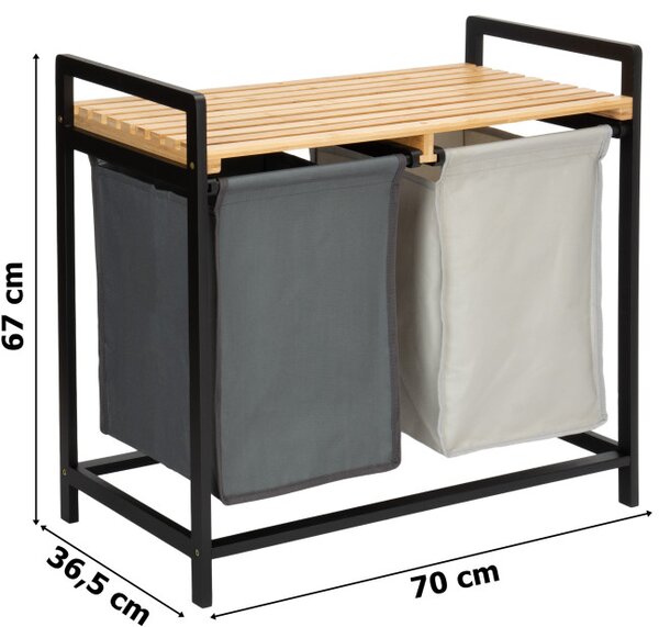 Prádelní koš HANOI černý DUO COLOR 80 l