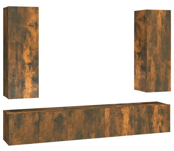 5dílný set TV skříněk kouřový dub kompozitní dřevo 3120209