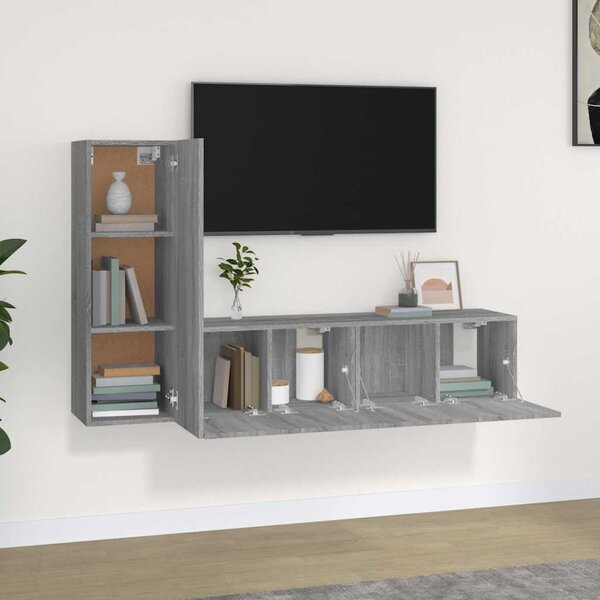 3dílný set TV skříněk šedý sonoma kompozitní dřevo 3120258