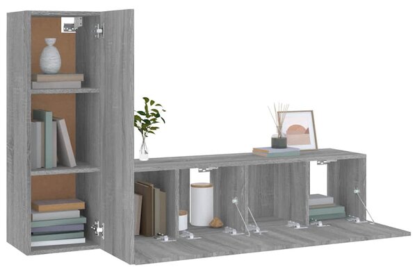 3dílný set TV skříněk šedý sonoma kompozitní dřevo 3120258