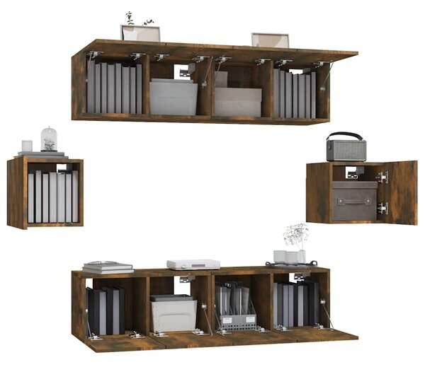 6dílný set TV skříněk kouřový dub kompozitní dřevo 3120266