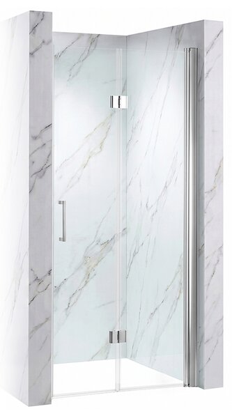 BPS-koupelny Zalamovací otevíravé sprchové dveře KZ26B 90 chrom/transparent pro instalaci do niky - bez vaničky