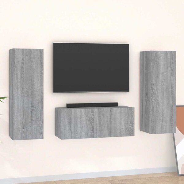 3dílný set TV skříněk šedý sonoma kompozitní dřevo 3120234